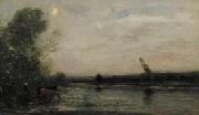 Charles-Francois Daubigny Rivier bij avond oil painting